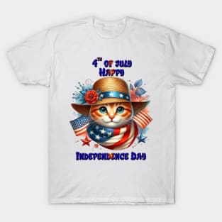 Cat in patriotic hat and scarf T-Shirt